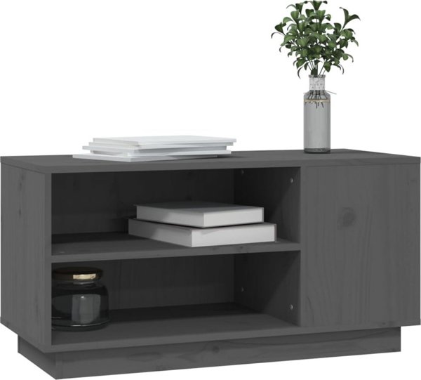vidaXL Szafka pod telewizor, szara, 80x35x40,5 cm, lite drewno sosnowe