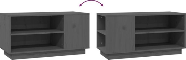 vidaXL Szafka pod telewizor, szara, 80x35x40,5 cm, lite drewno sosnowe