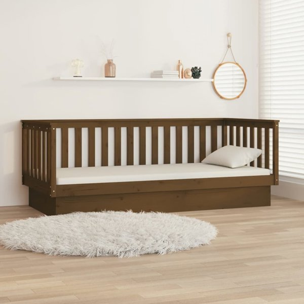 vidaXL Ημερήσιο κρεβάτι, κεχριμπαρένιο καφέ, 80x200 cm, μασίφ πεύκο