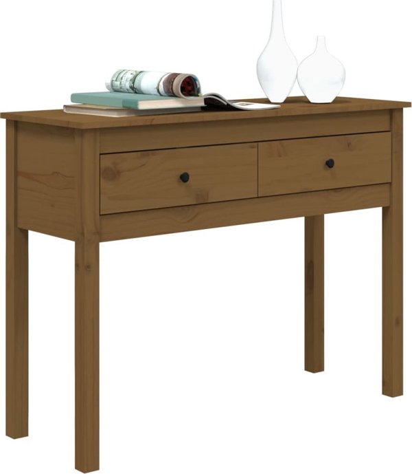 vidaXL Stolik konsolowy, miodowy braz, 100x35x75 cm, drewno sosnowe