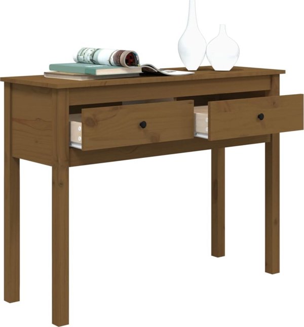 vidaXL Stolik konsolowy, miodowy braz, 100x35x75 cm, drewno sosnowe