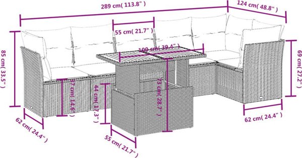 vidaXL Σετ καθιστικού κήπου 7 τεμαχίων με μαξιλάρια, μπεζ