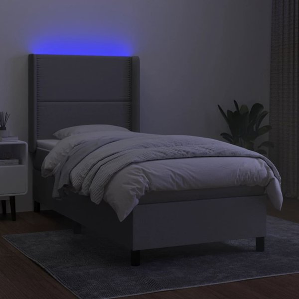 vidaXL Κρεβάτι kontynentalne με στρώμα, ανοιχτό γκρι, 90x200 cm, ύφασμα