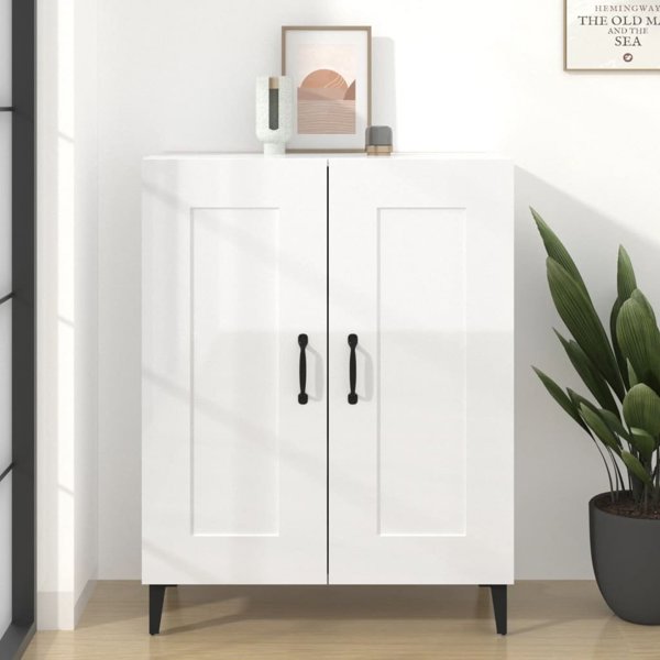 vidaXL Γυαλιστερή λευκή ντουλάπα 69,5x34x90 cm από ξύλινο υλικό