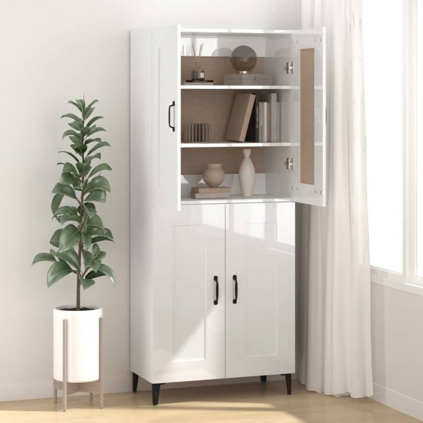 vidaXL Γυαλιστερή λευκή ντουλάπα 69,5x34x90 cm από ξύλινο υλικό