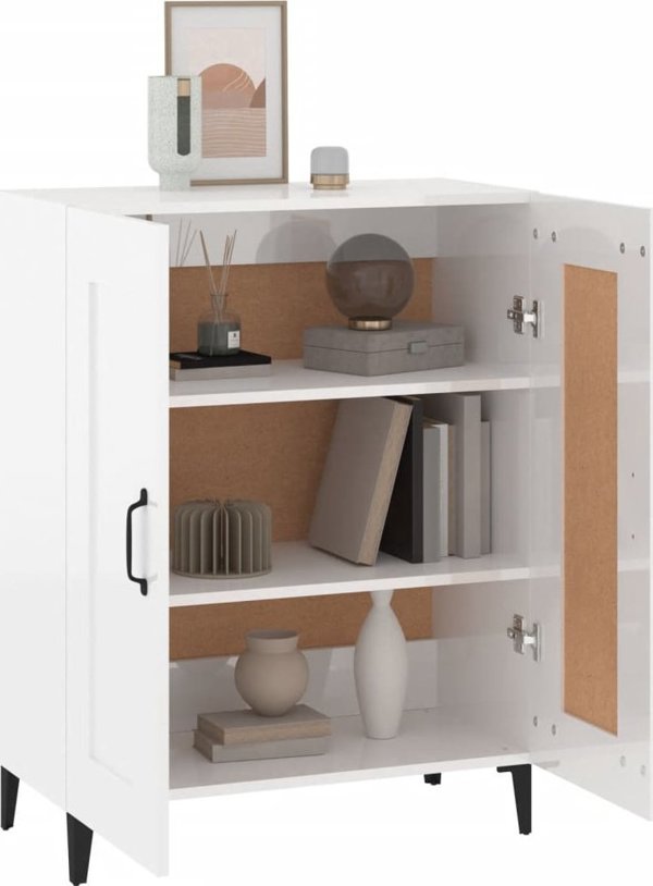 vidaXL Γυαλιστερή λευκή ντουλάπα 69,5x34x90 cm από ξύλινο υλικό