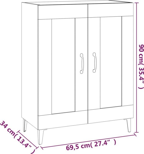 vidaXL Γυαλιστερή λευκή ντουλάπα 69,5x34x90 cm από ξύλινο υλικό