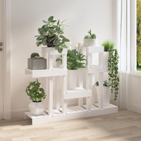 vidaXL Στήριγμα για φυτά, λευκό, 104,5x25x77,5 cm, από μασίφ πεύκο