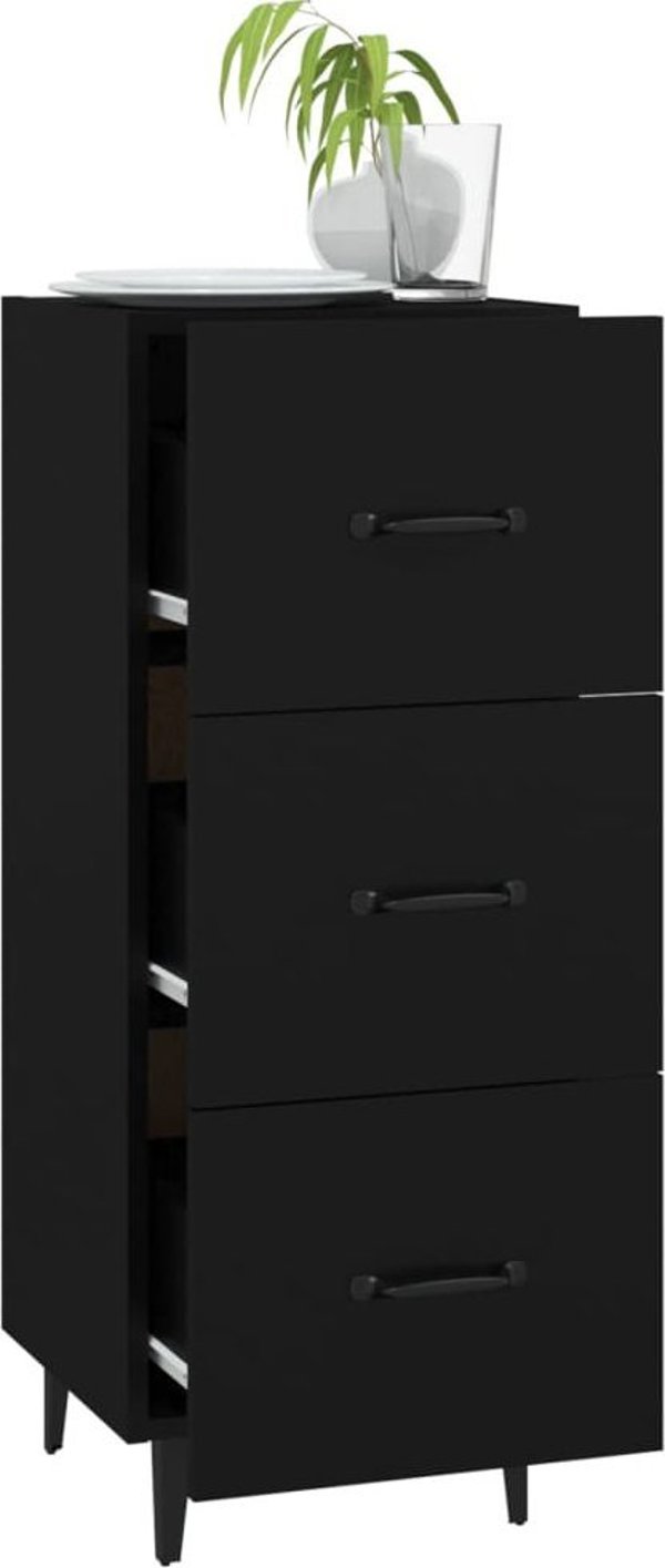 vidaXL Ντουλάπι, μαύρο, 34,5x34x90 εκ, από ξύλινο σύνθετο υλικό