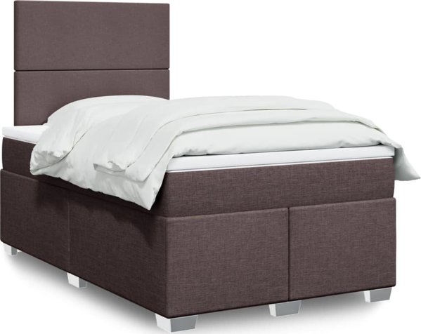 vidaXL Κρεβάτι Continental με Στρώμα, Καφέ, Υφασμάτινο, 120x200 cm