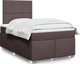 vidaXL Κρεβάτι Continental με Στρώμα, Καφέ, Υφασμάτινο, 120x200 cm