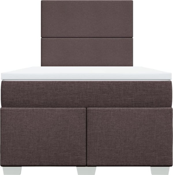 vidaXL Κρεβάτι Continental με Στρώμα, Καφέ, Υφασμάτινο, 120x200 cm