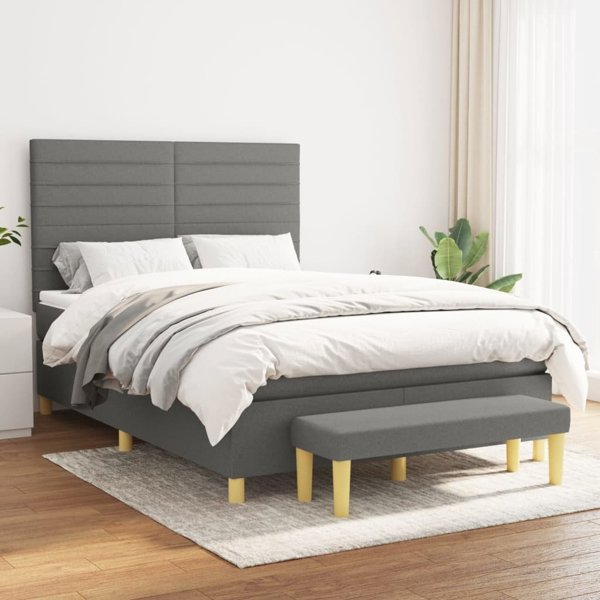 vidaXL Κρεβάτι Continental με Στρώμα Σκούρο Γκρι 140x200 cm Καμβάς