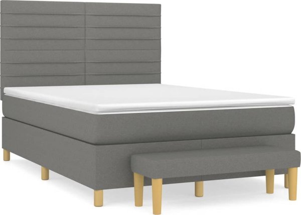 vidaXL Κρεβάτι Continental με Στρώμα Σκούρο Γκρι 140x200 cm Καμβάς