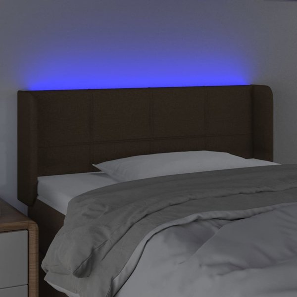 vidaXL Κεφαλάρι κρεβατιού με LED, σκούρο καφέ, 103x16x78/88 εκ., ύφασμα