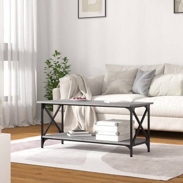 vidaXL Τραπέζι καφέ, γκρι ντόμπ, 100x45x45 εκ.