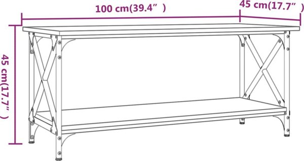 vidaXL Τραπέζι καφέ, γκρι ντόμπ, 100x45x45 εκ.