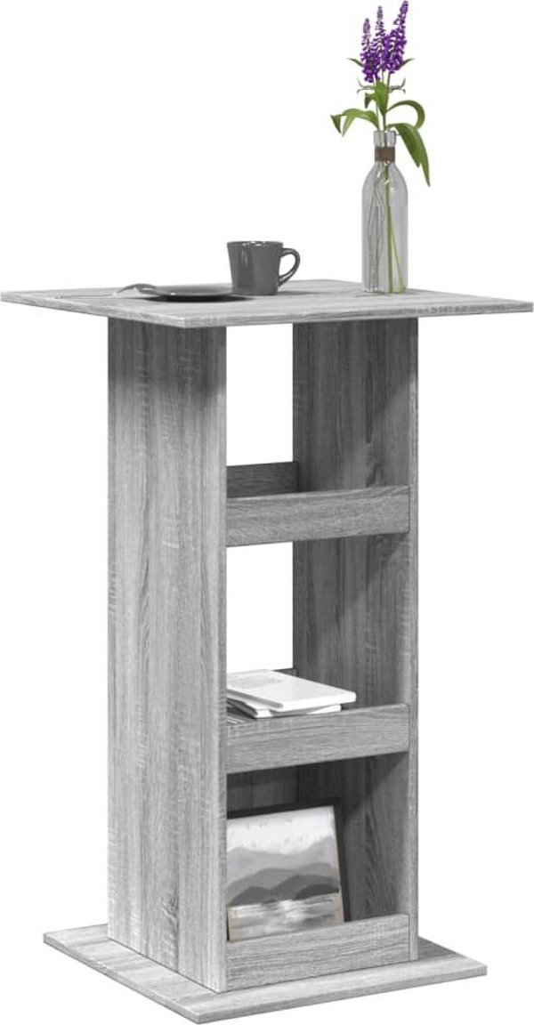 vidaXL Μπαρ τραπέζι με ράφια γκρι δρυς Sonoma 60x60x102 εκ.