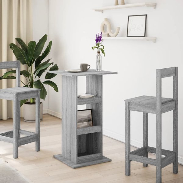 vidaXL Μπαρ τραπέζι με ράφια γκρι δρυς Sonoma 60x60x102 εκ.