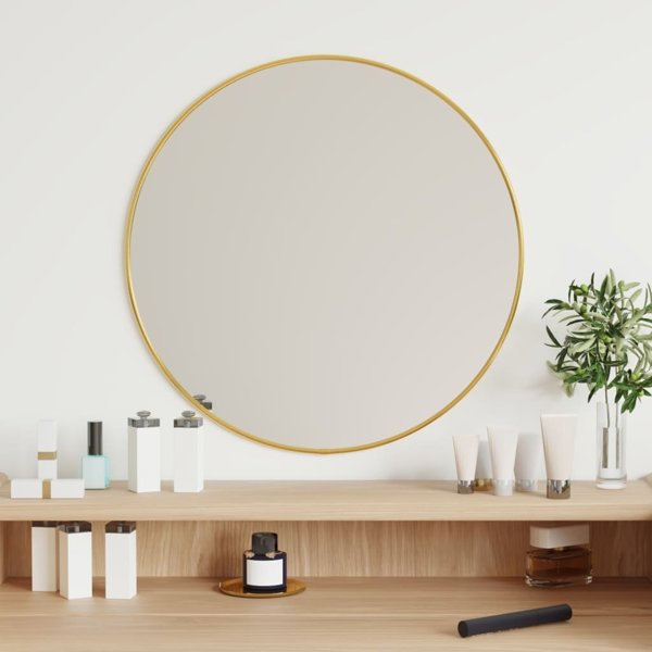 vidaXL Καθρέφτης Τοίχου, Χρυσός, 50 cm, Στρογγυλός