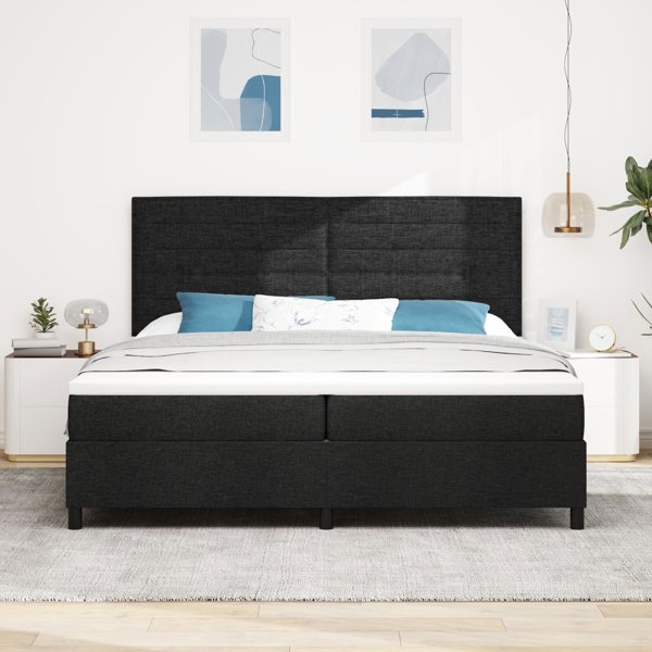 vidaXL Lozko kontynentalne z materacem czarne 200x200 cm tkanina