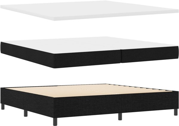 vidaXL Lozko kontynentalne z materacem czarne 200x200 cm tkanina
