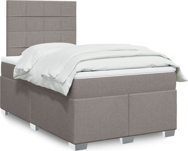 vidaXL Κρεβάτι Κοντινεντάλ με Στρώμα, Taupe, ύφασμα, 120x200 cm