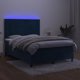 vidaXL Κρεβάτι κοντινεντάλ με στρώμα και LED, μπλε βελούδο 140x200 εκ.