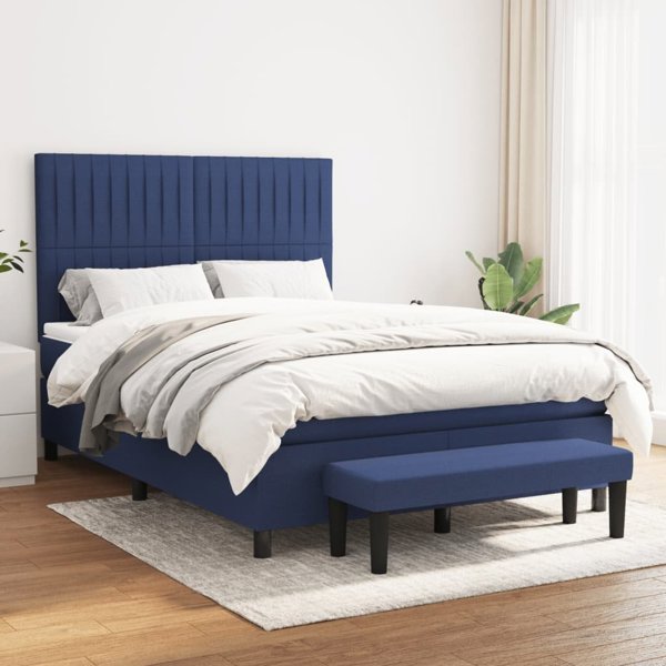 vidaXL Λύκο Kontynentalne με Στρώμα, Μπλε Ύφασμα 140x190 εκ.