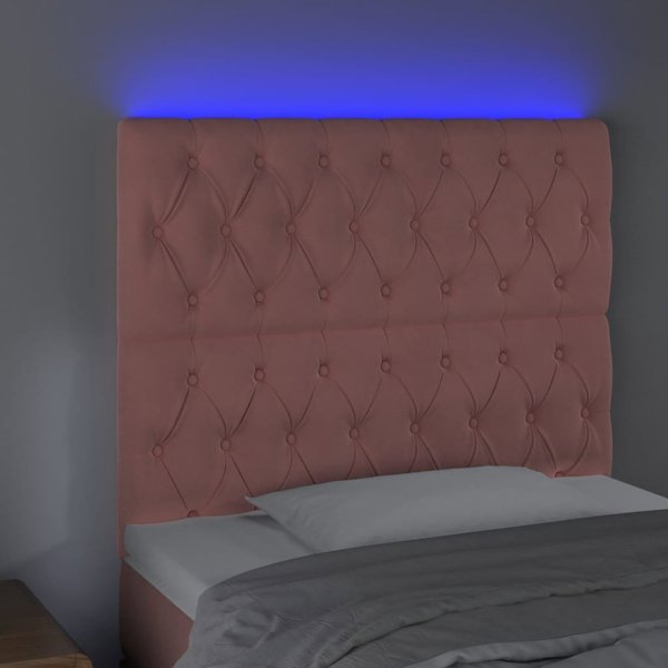 vidaXL Κεφαλάρι κρεβατιού με LED, ροζ, 90x7x118/128 εκ., βελούδο