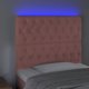 vidaXL Κεφαλάρι κρεβατιού με LED, ροζ, 90x7x118/128 εκ., βελούδο