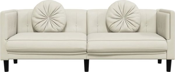 vidaXL Sofa 3-osobowa z poduszkami, kremowa, aksamit