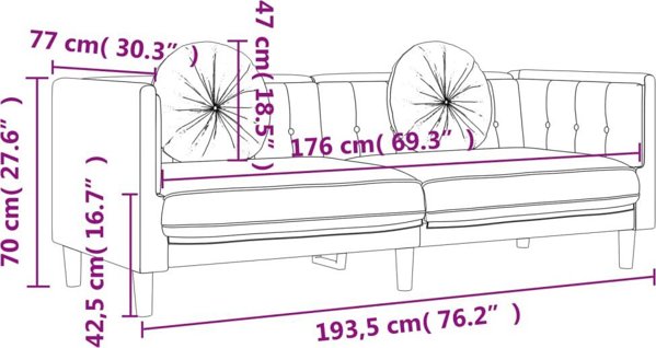 vidaXL Sofa 3-osobowa z poduszkami, kremowa, aksamit