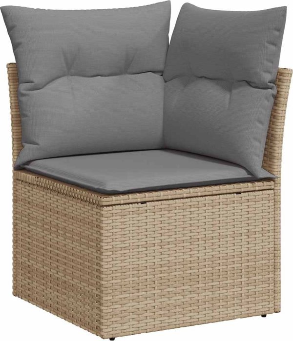 vidaXL Σετ 8 τεμ. επίπλων με μαξιλάρια, μπεζ, πολυραταν και ακακία