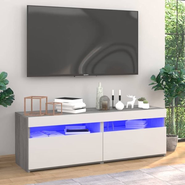 vidaXL Szafki TV με LED, σετ 2 τεμ., γκρι δρυς Sonoma, 60x35x40 εκ.