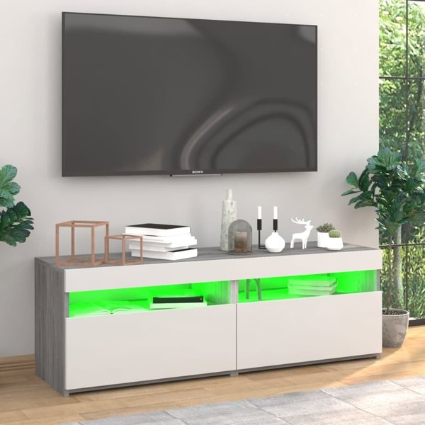 vidaXL Szafki TV με LED, σετ 2 τεμ., γκρι δρυς Sonoma, 60x35x40 εκ.