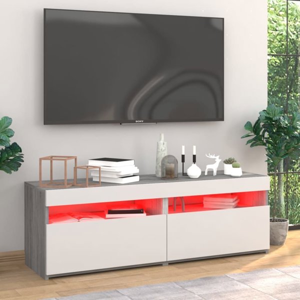 vidaXL Szafki TV με LED, σετ 2 τεμ., γκρι δρυς Sonoma, 60x35x40 εκ.