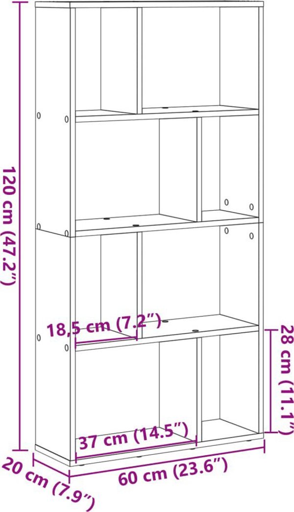 vidaXL Ραφιέρα, δρυς sonoma, 60x20x120 εκ., υλικό ξύλου