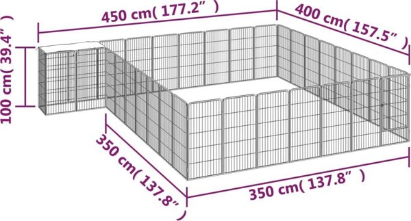 vidaXL vidaXL Kojec dla psa, 34 paneli, czarny, 50x100 cm, stal