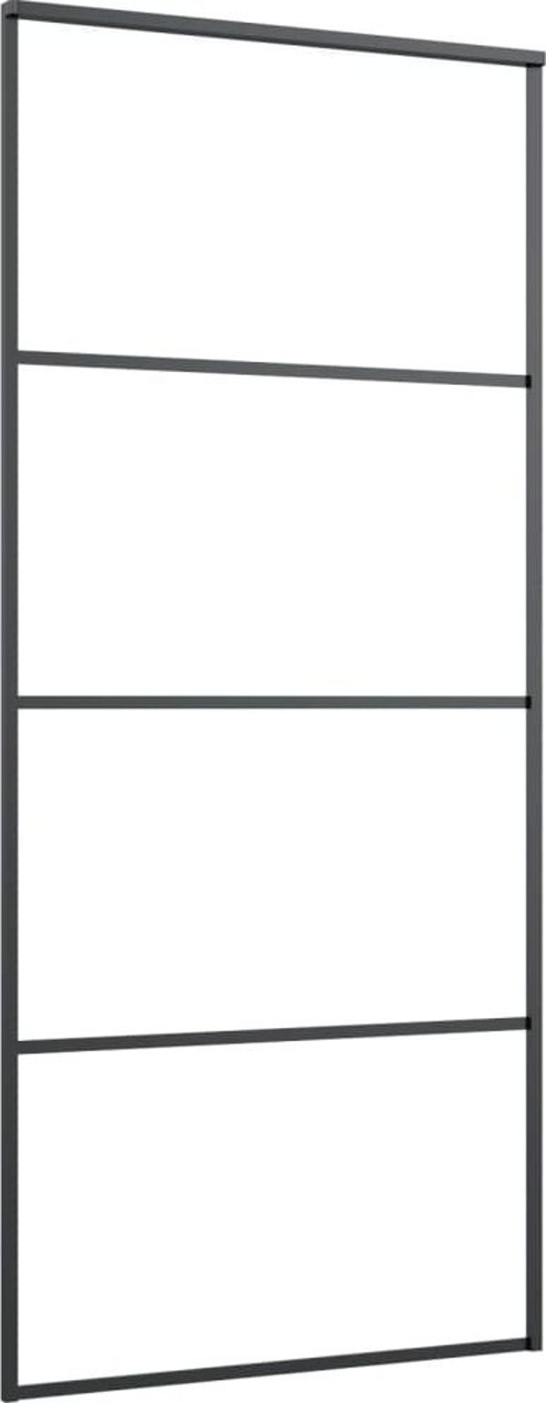 vidaXL Drzwi przesuwne z osprzetem 90x205 cm szklo ESG i aluminium