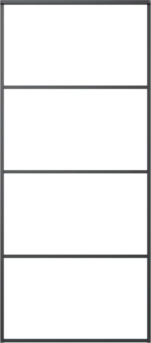 vidaXL Drzwi przesuwne z osprzetem 90x205 cm szklo ESG i aluminium