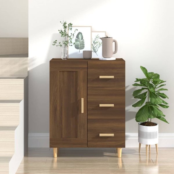 vidaXL Komoda, brazowy dab, 69,5x34x90 cm, material drewnopochodny