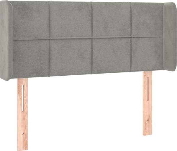 vidaXL Κεφαλάρι για κρεβάτι με LED, ανοιχτό γκρι, 93x16x78/88 εκ, βελούδο