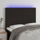 vidaXL Κεφαλαρι κρεβατιου με LED μαυρο υφασμα 144x5x118/128 εκ.