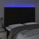 vidaXL Κεφαλαρι κρεβατιου με LED μαυρο υφασμα 144x5x118/128 εκ.