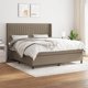 vidaXL Λουτζκο Κοντινενταλνε με στρωμα, taupe, tkanina, 160x200 cm