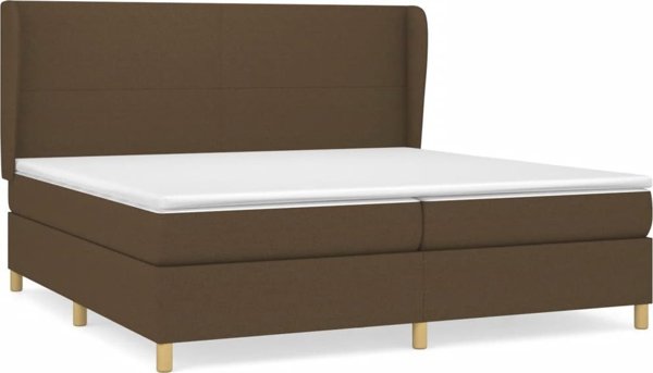 vidaXL Κρεβάτι Continental με Στρώμα, Καφέ, 200 x 200 cm, ύφασμα