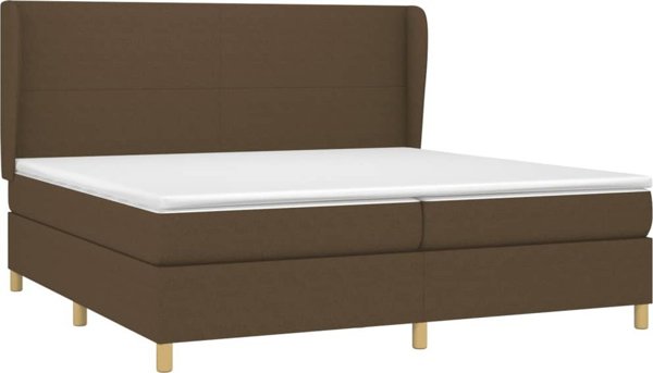 vidaXL Κρεβάτι Continental με Στρώμα, Καφέ, 200 x 200 cm, ύφασμα