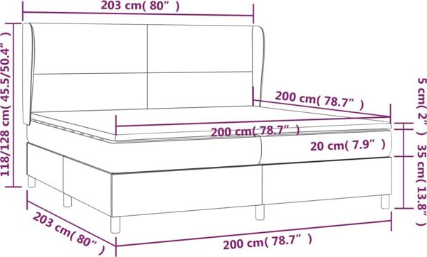 vidaXL Κρεβάτι Continental με Στρώμα, Καφέ, 200 x 200 cm, ύφασμα