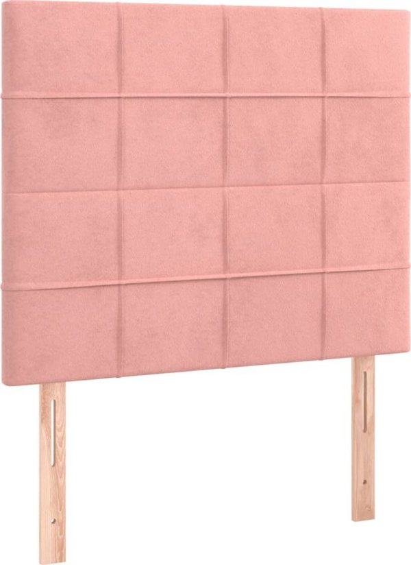 vidaXL Κοντινένταλ κρεβάτι με στρώμα, ροζ βελούδινο, 100x200 cm